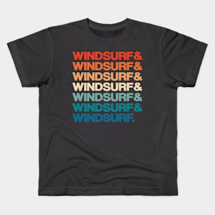 Windsurf Vintage Retro 70s 80s Colors Text Design Kids T-Shirt